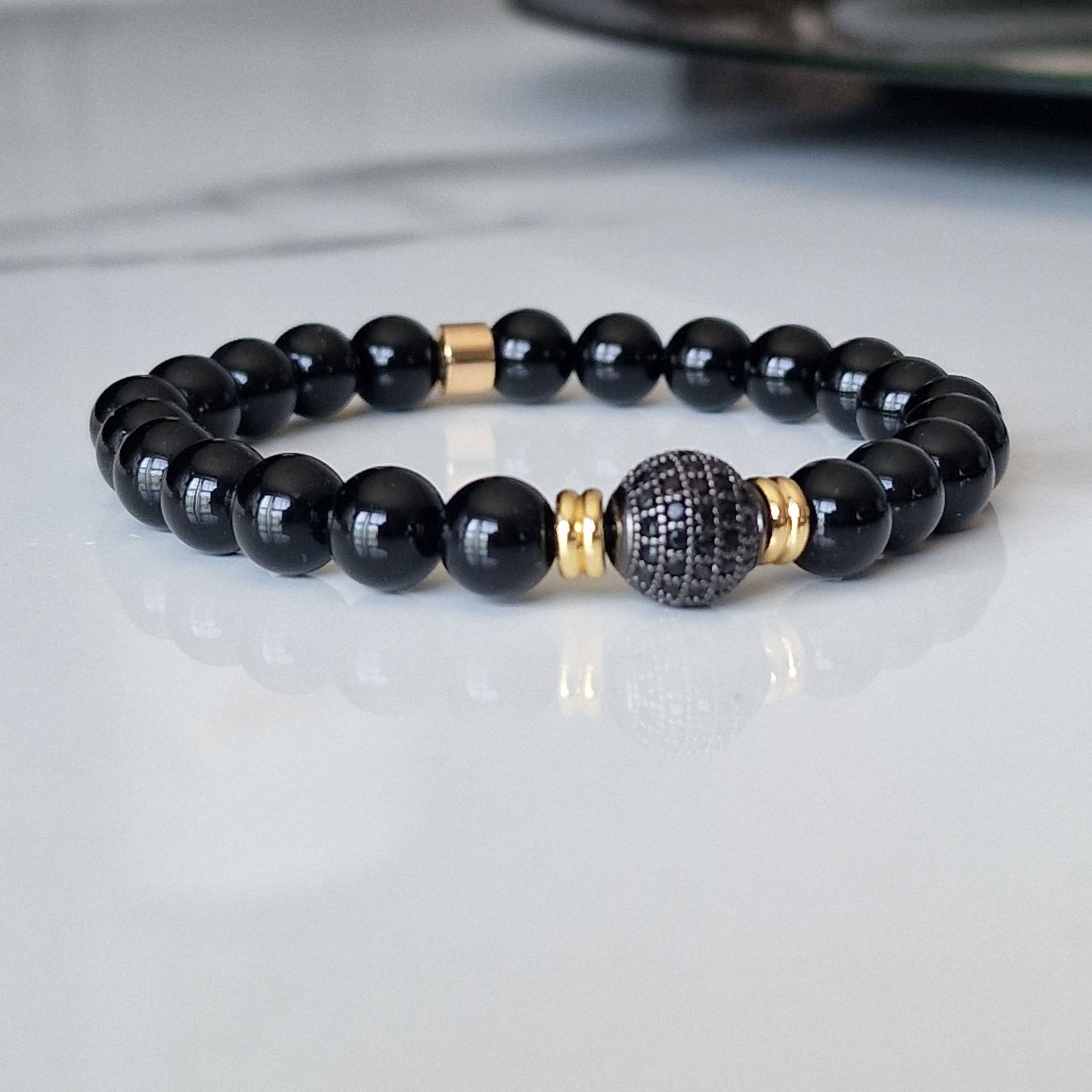 Black Onyx Bracelet With Cubic Zirconia