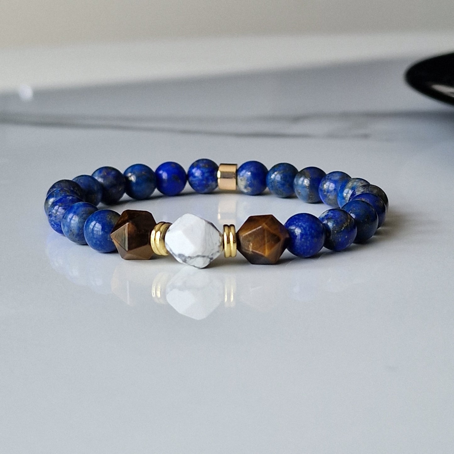 Howlite Tiger Eye Lapis Lazuli Crystal Healing Bracelet