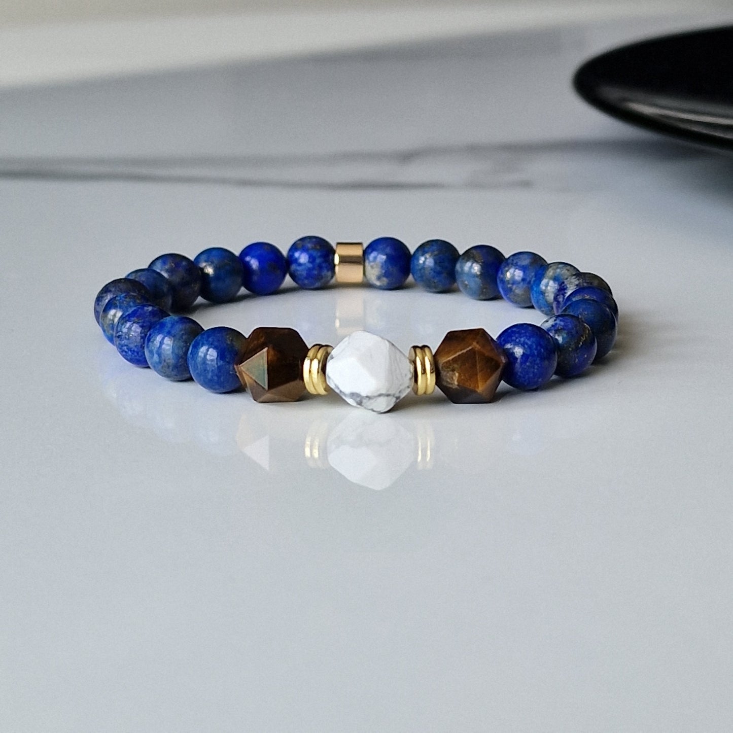 Howlite Tiger Eye Lapis Lazuli Crystal Healing Bracelet