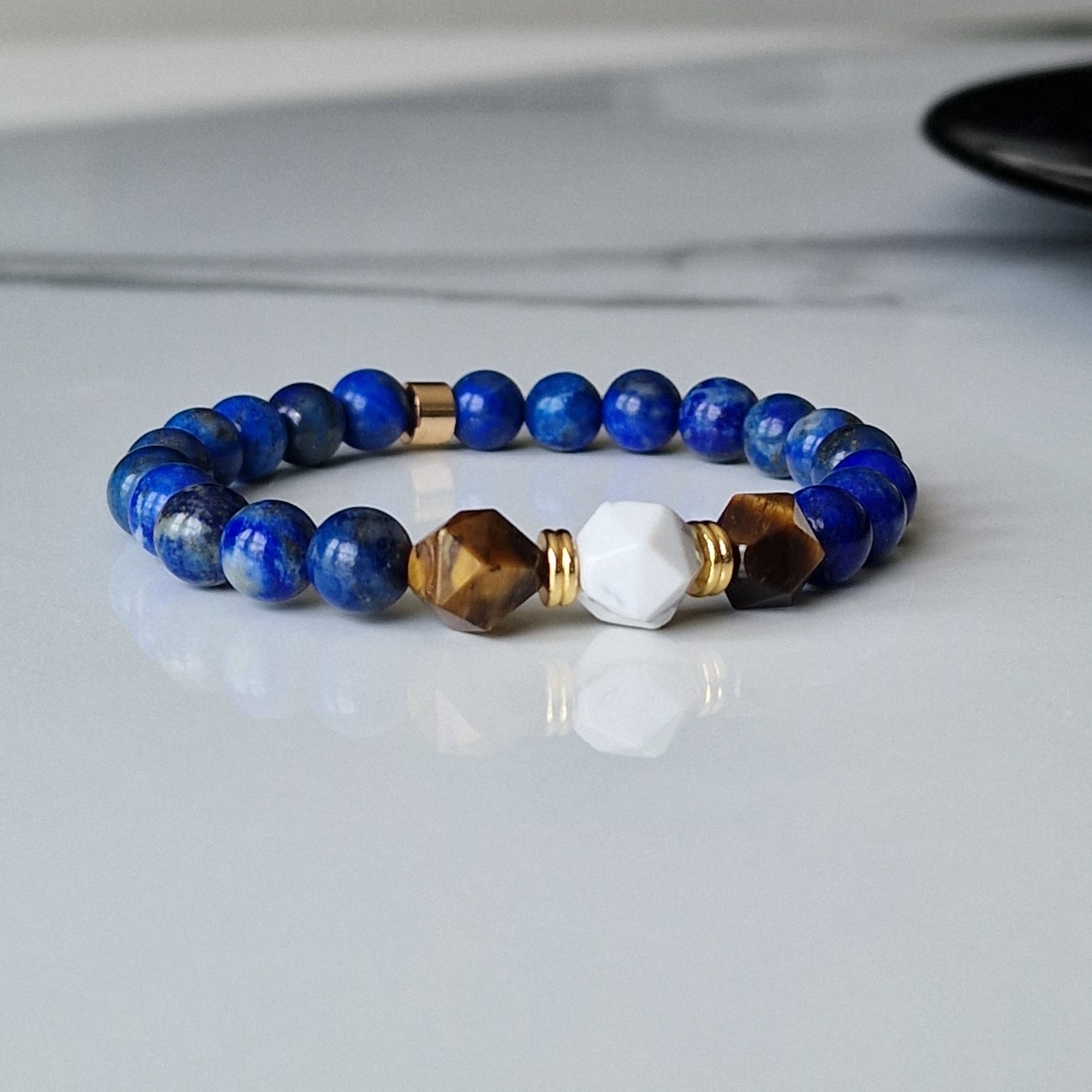 Howlite Tiger Eye Lapis Lazuli Crystal Healing Bracelet