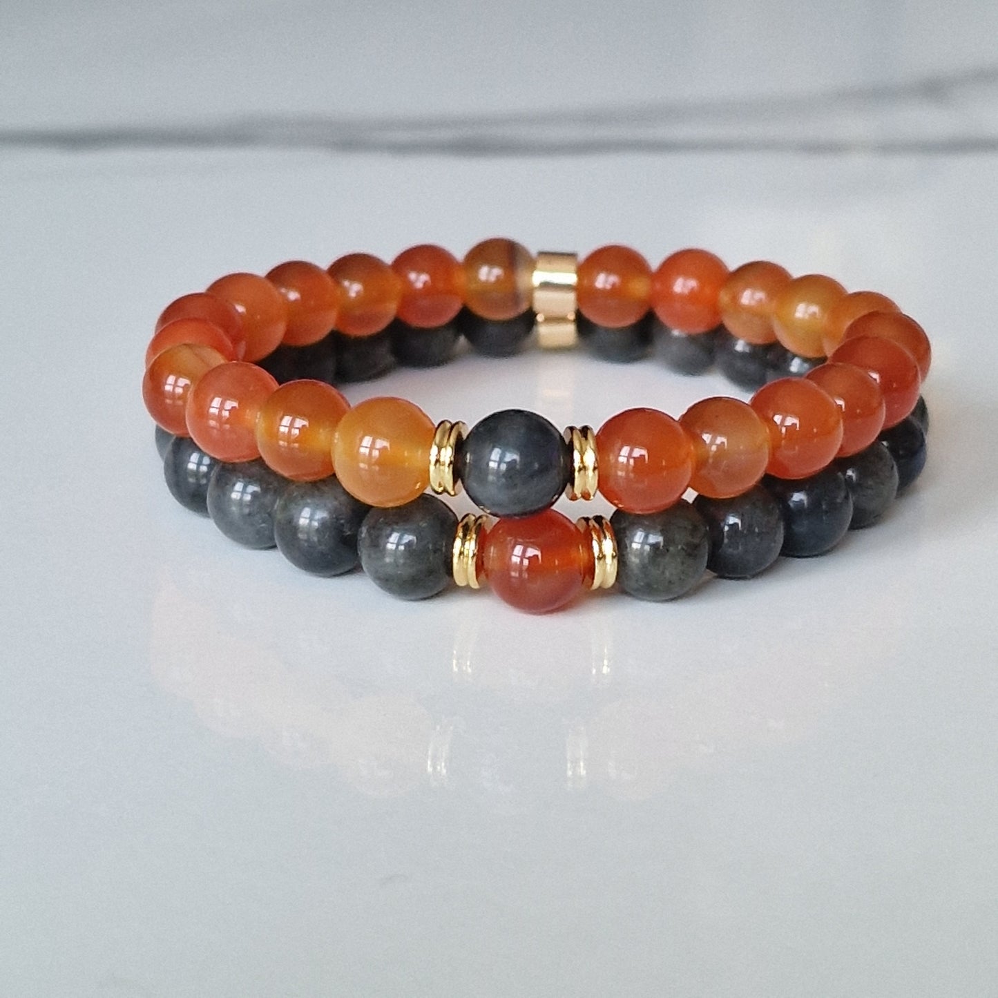 Labradorite And Agate Crystal Distance Bracelet