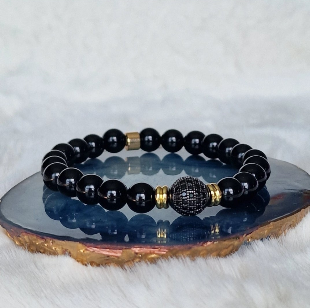 Black Onyx Bracelet With Cubic Zirconia