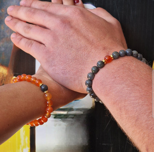 Labradorite And Agate Crystal Distance Bracelet