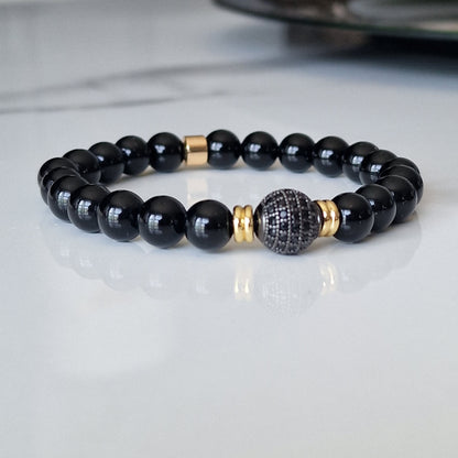 Black Onyx Bracelet With Cubic Zirconia