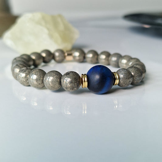 Natural Pyrite & Tiger Eye Crystal Bracelet