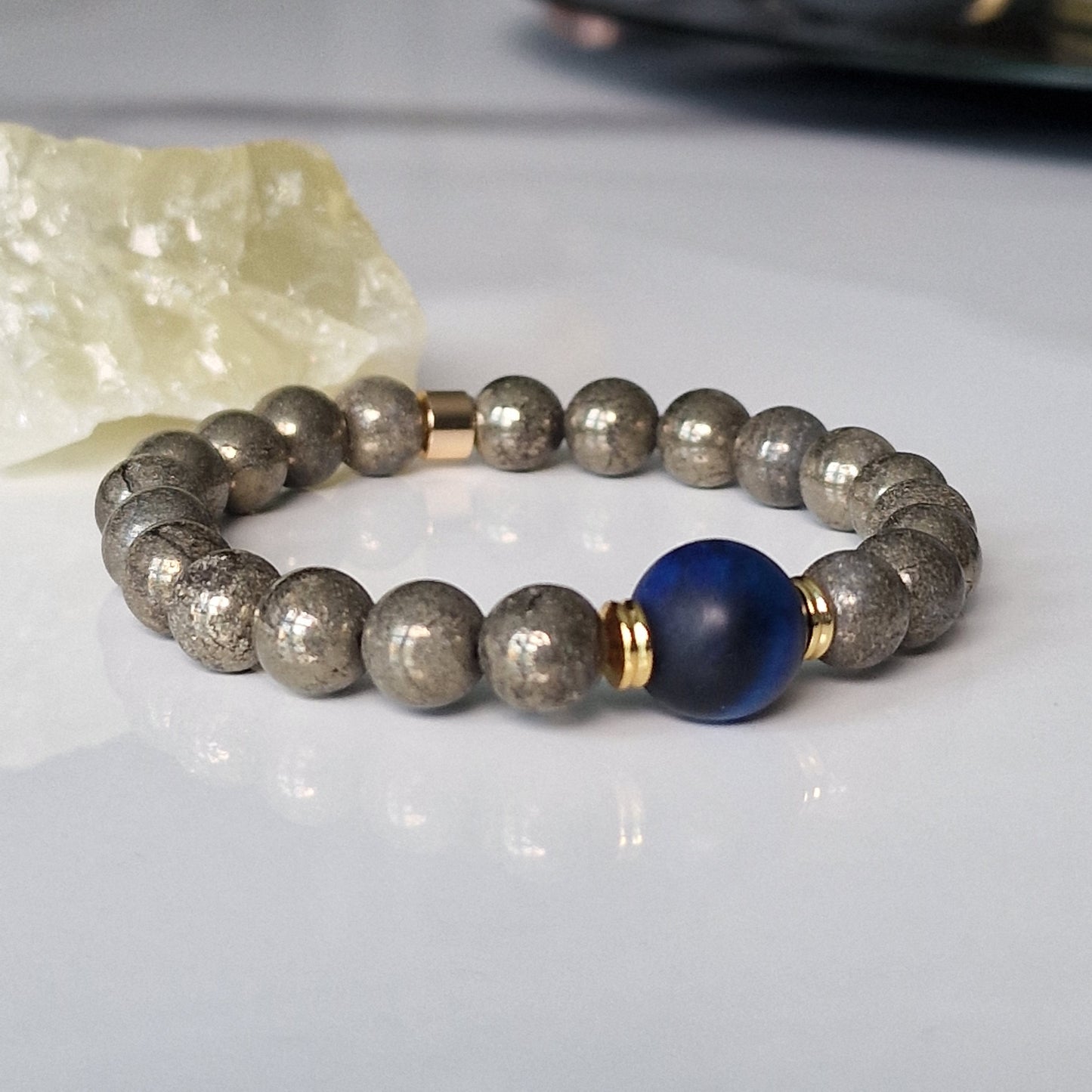 Natural Pyrite & Tiger Eye Crystal Bracelet
