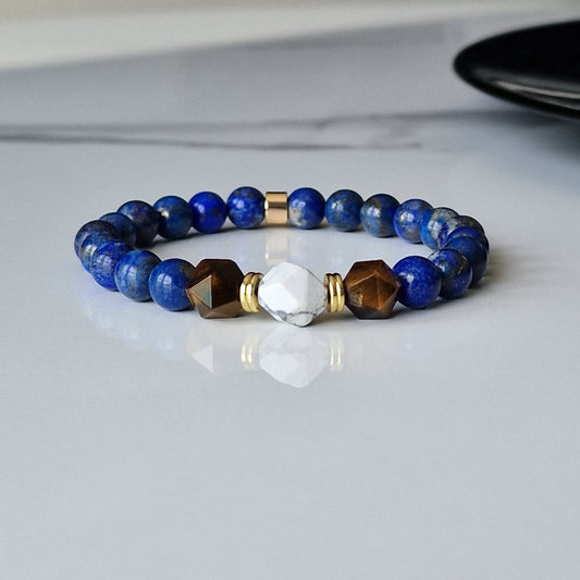 Howlite Tiger Eye Lapis Lazuli Crystal Healing Bracelet