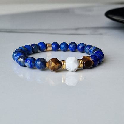 Howlite Tiger Eye Lapis Lazuli Crystal Healing Bracelet