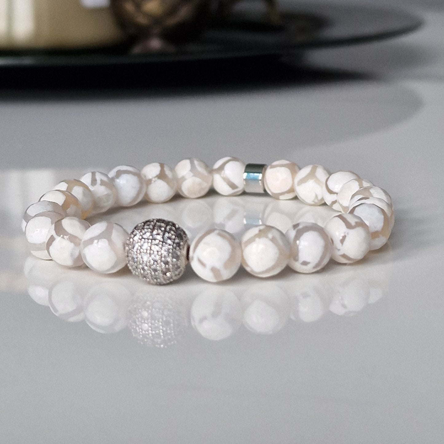 Agate Crystal Bracelet With Cubic Zirconia