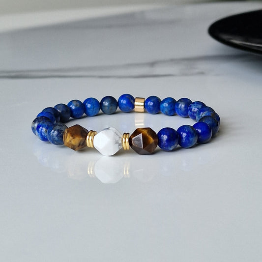 Howlite Tiger Eye Lapis Lazuli Crystal Healing Bracelet