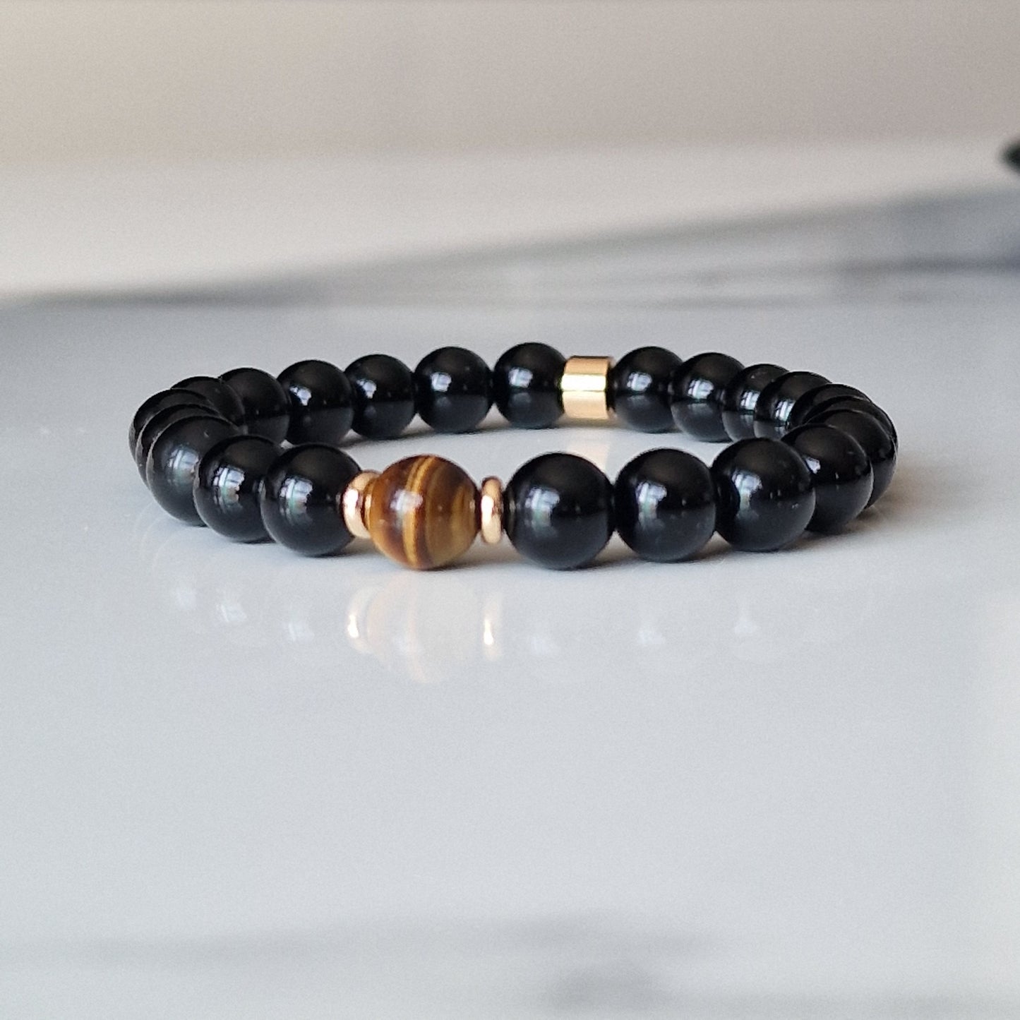 Black Onyx & Tiger Eye Crystal Bracelet
