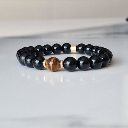 Black Onyx & Tiger Eye Crystal Bracelet