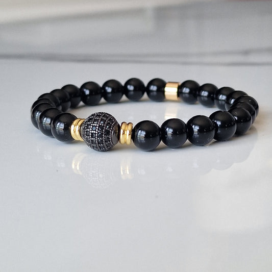 Black Onyx Bracelet With Cubic Zirconia