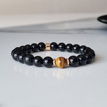 Black Onyx & Tiger Eye Crystal Bracelet