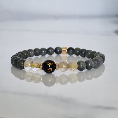 Natural 6mm Beads Labradorite,Citrine And Agate Crystal Beaded Bracelet