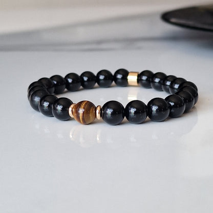 Black Onyx & Tiger Eye Crystal Bracelet