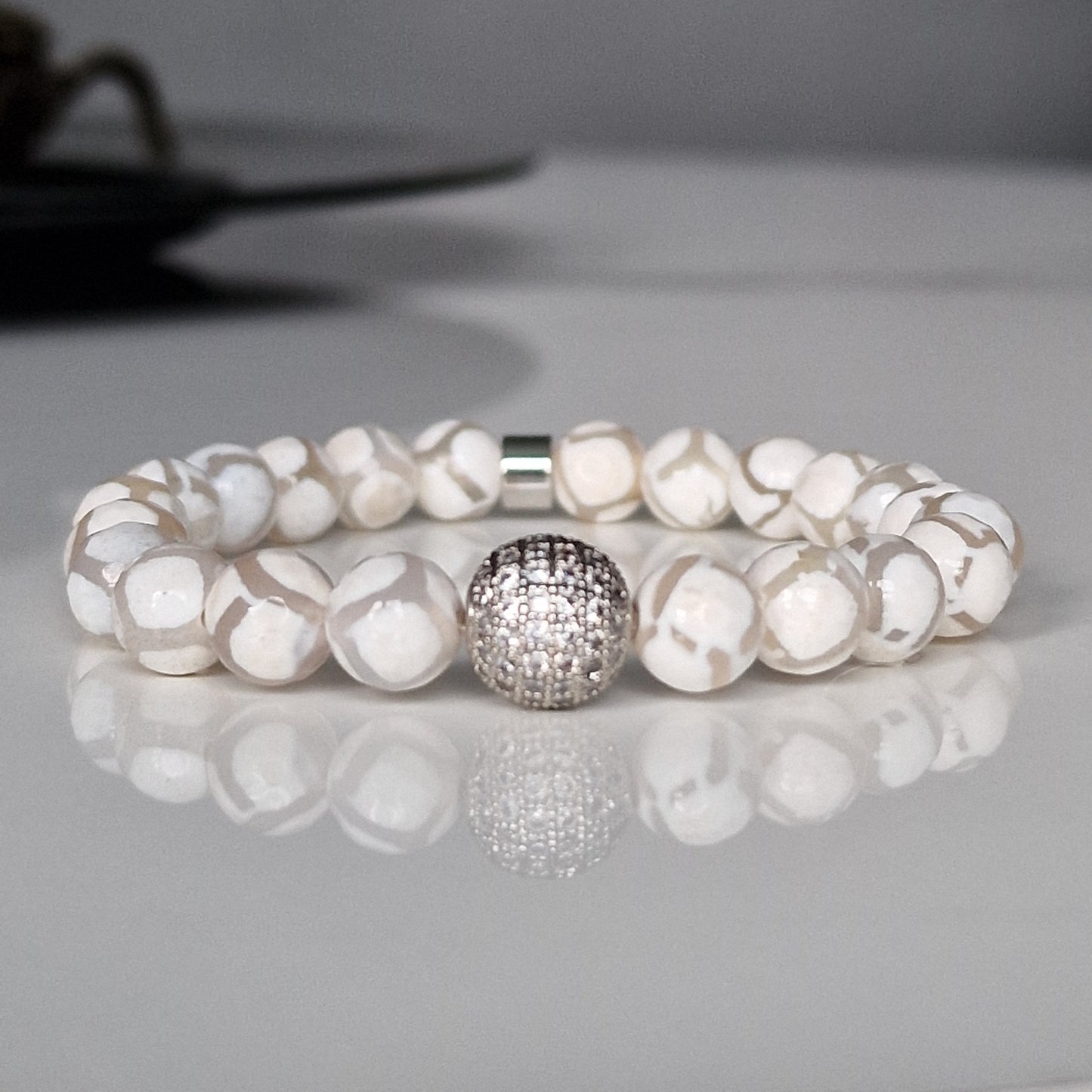 Agate Crystal Bracelet With Cubic Zirconia