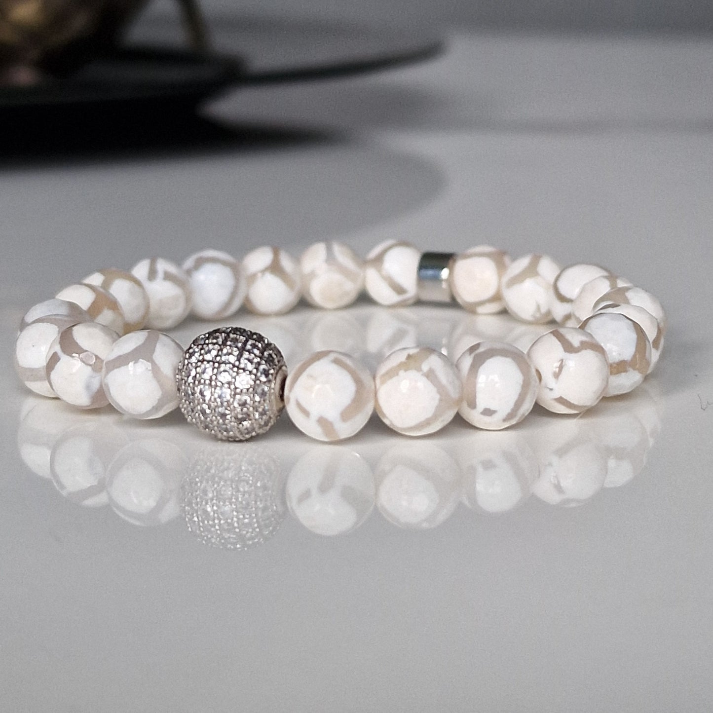 Agate Crystal Bracelet With Cubic Zirconia