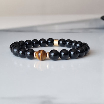 Black Onyx & Tiger Eye Crystal Bracelet
