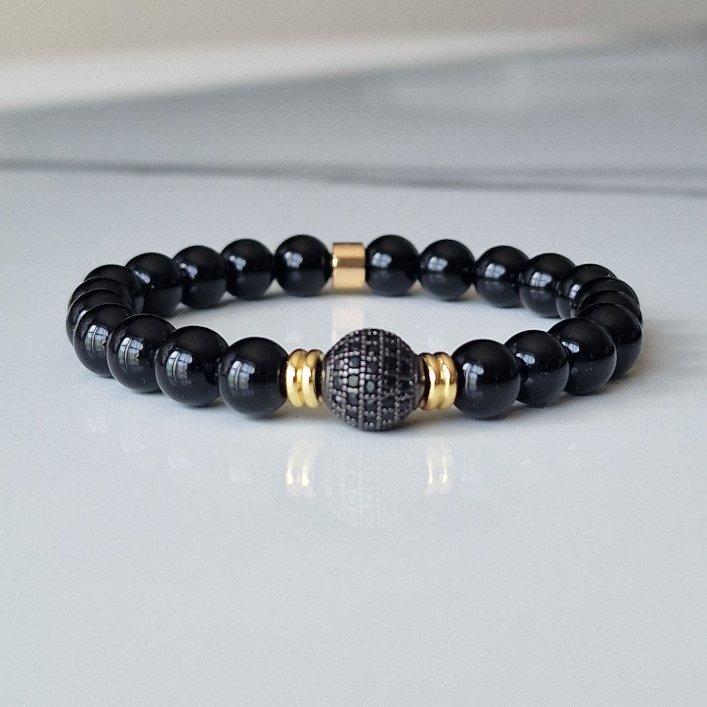 Black Onyx Bracelet With Cubic Zirconia