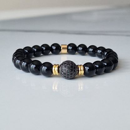 Black Onyx Bracelet With Cubic Zirconia
