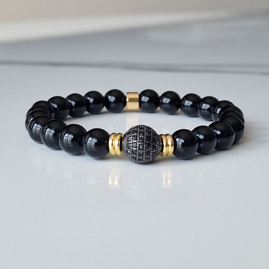 Black Onyx Bracelet With Cubic Zirconia