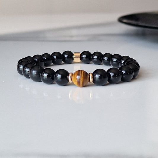Black Onyx & Tiger Eye Crystal Bracelet
